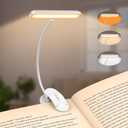 Gritin Rechargeable Book Light for Reading in Bed with 19 LED &Memory Function-Eye Caring 3 Color Temperatures,5 Brightness Levels,90 Hrs Runtime Flexible Goose Neck Clip on Light-White