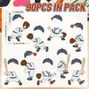 FYSUIMU 90 Pcs Baseball DIY Cutouts Sports Ball Cut-Outs Cartoon Baseball Player Paper Cutting with 150 Pcs Glue Points for Crafts Classroom Bulletin Board Birthday Party Photo