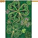 Louise Maelys Welcome St. Patrick's Day Garden Flag 28x40 Double Sided with Tag, Burlap Spring Large Lucky Shamrock Clover Yard Sign Buffalo Plaid Home Outside Outdoor Decor (Multicolor)