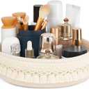 Mkono Makeup Perfume Holder Organizer Macrame Decorative Woven Rope Basket Boho Decor Cosmetics Desk Storage Baskets for Dresser Skin Care Lotions Essential Oils Dorm Room Essentials