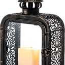 DECORKEY Candle Lantern Decorative Indoor & Outdoor, Vintage Metal Lanterns with Clear Glass, Tabletop&Hanging Candle Holders for Patio Front Porch Home Decor, Christmas Decorations (Bronze)