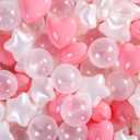 Ball Pit Balls 500 Plastic Balls for Toddlers Phthalate Free BPA Free Non-Toxic Crush Proof Balls Play Toys Pool Balls for Kids Ball Pit/Kiddie Pool/Playpen, Pink+Pearl White+Clear