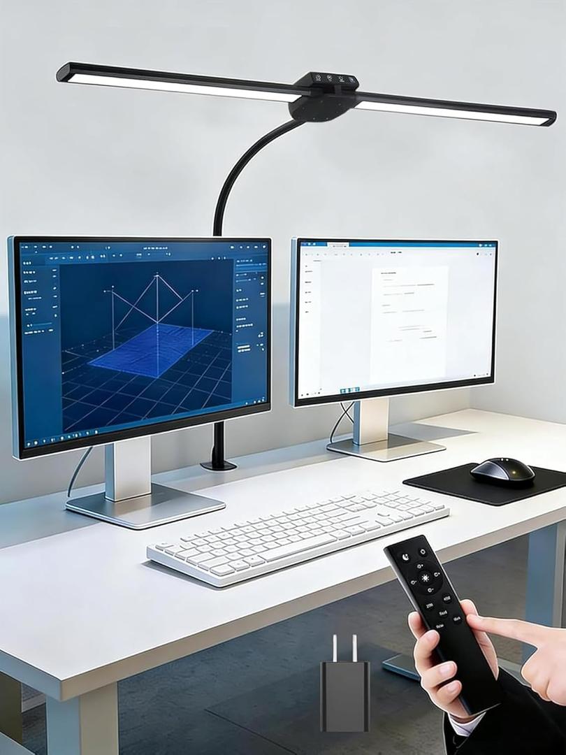 ReinHoo Desk Light with 5 Color+9 Brightness，Desk Lamps for Home Office, 1200 Lumen & 108 LED Desk Lamp, Remote Control+Timer Monitor Light, Clamp Lamp for Desk, Computer, Reading, Study, Workbench