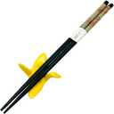 JapanBargain, Set of 5 Reusable Bamboo Chopsticks with Porcelain Crane Rests, Japanese Style Gift Set in Elegant Box, Black Chopsticks with Gold and Red Crane Print, Dishwasher Safe (Multicolor)