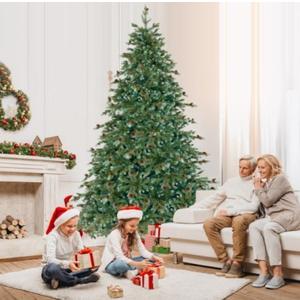 CM24734US 8 ft. Christmas Tree with 8 Lighting Modes & Pine Cones - 8 f