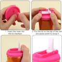 4pcs Soda Can Lids with Straws, Silicone Plastic Soda Can Covers Reusable Kitchen Tools Fits Standard Canned Beverage Beer Juice (Blue, Black, Gray, Rose Red)