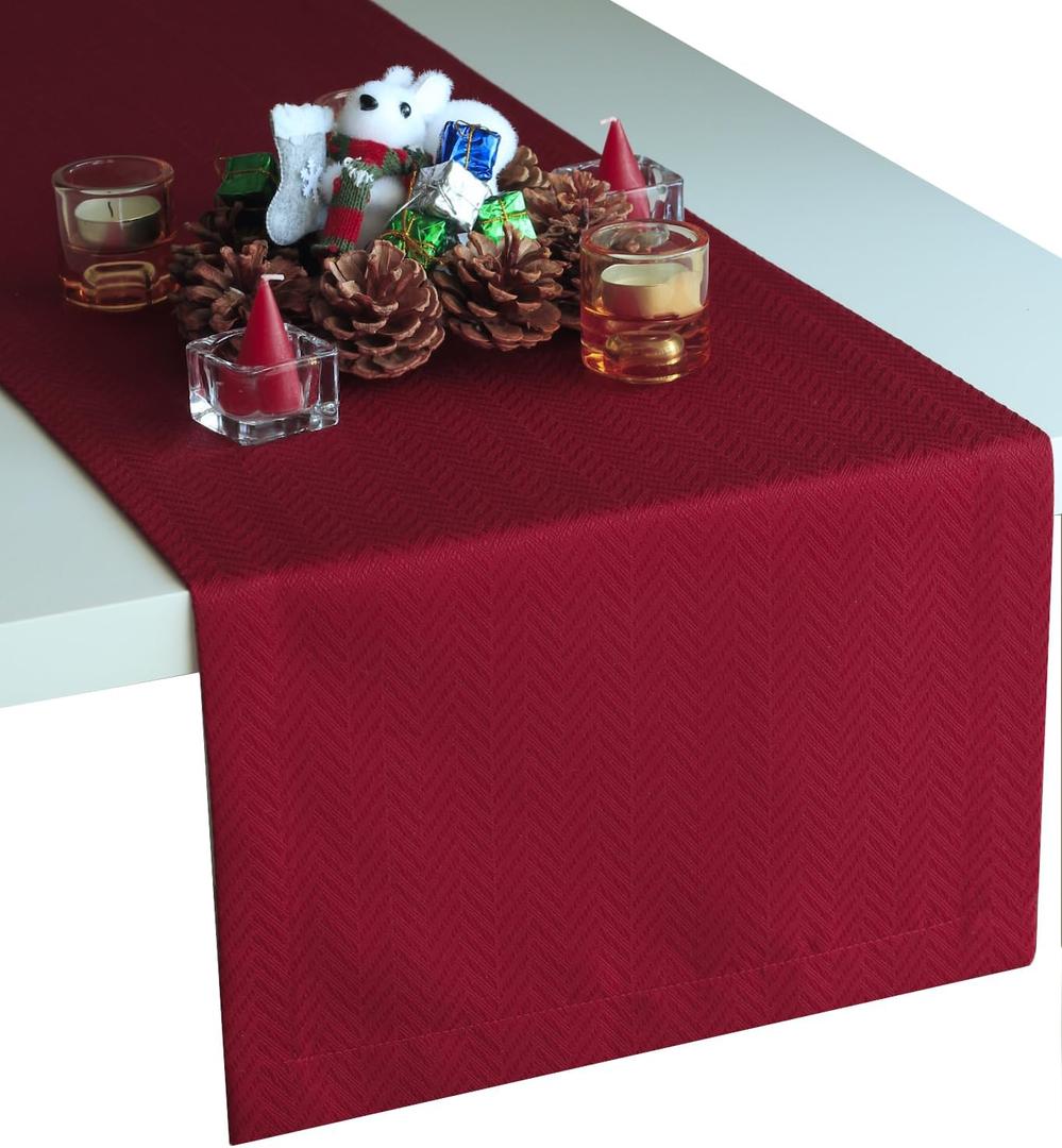 Red Table Runner 48 inch, Cranberry Dresser Scarf, Burgundy Outdoor Coffee Table Runner, Waterproof Dining Table Runners for Fiesta, Dinner Parties, Wedding, Thanksgiving, Halloween, Christmas