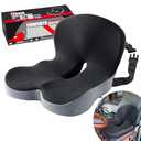 Ergonomic Seat Cushion with Adjustable Strap, Memory Foam Office Chair Seat Cushion with L-Shaped Design, Car Seat Cushion Fits for Truck Driver Semi Truck, Gaming Chair, Desk, Light&Dark Gray