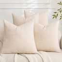 Set of 4 Soft Textured Decorative Throw Pillow Covers 18x18 Inch Cozy Farmhouse Cushion Cover Square Accent Pillow Cases for Bed Couch Sofa Living Room, Light Beige