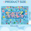 Happy Birthday Backdrop, 5x3ft Tropical Hawaiian Cartoon Theme Party Banner Blue and Pink Birthday Decorations Wall Decor for Kids Boys Girls Baby Shower Shower Summer Beach Party Supplies