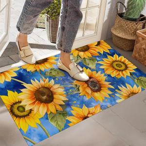 Sunflower Watercolor Indoor Doormat, Non-Woven Fabrics Non Slip Floor Mat 17x29.5 in Area Rug Quick Absorbent Entrance Rug Front Door Mat, Welcome Mats Entryway Rug Doormats for Kitchen Home