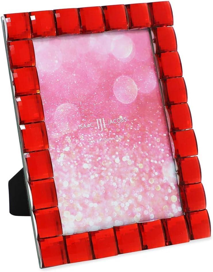 Isaac Jacobs Decorative Sparkling Red Jewel Picture Frame, Photo Display & Home Dcor (5x7, Red)