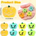 48 Pcs Halloween Mini Resin Pumpkin Bulk Miniature Glow in The Dark Pumpkin Decoration Tiny Resin Figurines Luminous Table Decor for Halloween Party Cake Decoration Home Craft DIY Gift