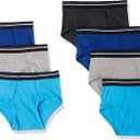 Amazon Essentials Men's Cotton Breathable Tag-Free Briefs Underwear (Large, Black/Blue/Grey)