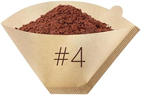 3 x Mongdio #4 Cone Coffee Filters 8-12 Cups, Disposable Coffee Filters, Natural Unbleached Coffee Filters for Drip and Pour Over Coffee Maker - 100 Count