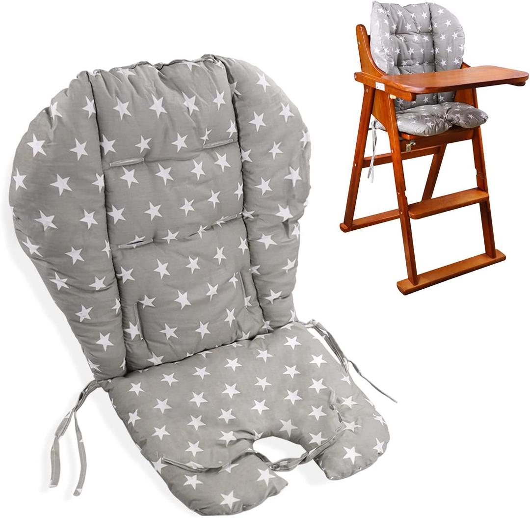 High Chair Pad,high Chair Cover/seat Cushion, Light and Breathable, Soft and Comfortable, Cute Pattern, Suitable for Most High Chairs, Baby Dining Chairs (Gray Small Stars Pattern)
