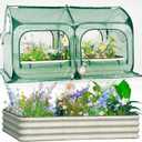 Pop up Tunnel Greenhouse Cover 78.7" L x 39.4" W Plant Tent with 6x3FT Riased Garden Bed Set ,Gardening Flower Sunshine Room with Mesh Windows,Backyard PE Cover for Cold Frost Protector
