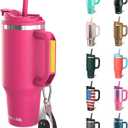 Frost Buddy Thicc Buddy - 50 oz Stainless Steel Vacuum Insulated Tumbler with Lid and Straw for Water - Travel Mug Cupholder Friendly - Gifts for Women Men Him Her (Neon Pink)