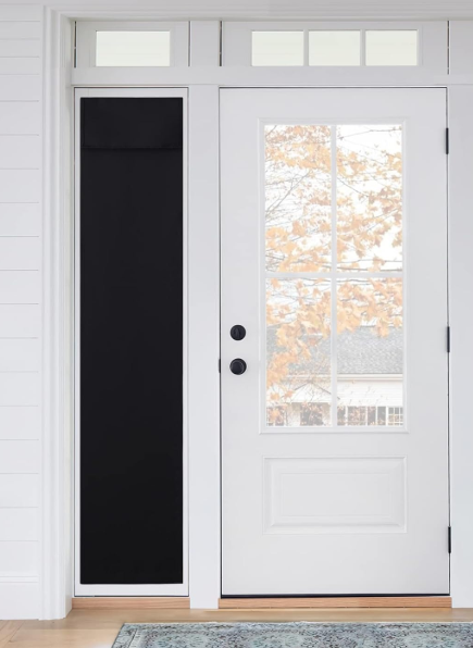 RYB HOME Panel Door Curtains for Sightlight, Blackout Full Privacy Assured Thermal Insulated Tricia French Door Shade for Small Windows, W12 x L69 inch, Black