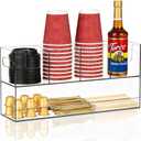 MYITYARD Cup Storage Organizer, Coffee Station Caddy, Clear Acrylic Cup and Lid Holder, Coffee Condiment Bar Accessories for Pods, Sugar, Creamer, Syrup, 5 Compartments