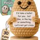 Funny Friendship Gift - Tiny Potato with 30 Sassy Messages for Women Friends Bestie BFF Coworkers - Best Friend Birthday Gifts for Women Sister | Positive Crochet Unique Present Idea for Mothers Day