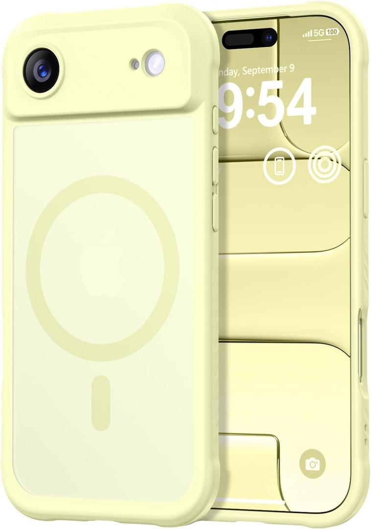 Thomo Magnetic for iPhone Air Case, [Compatible with Magsafe] [Full Camera Protection] Translucent Matte Military Grade Shockproof with Anti-Fingerprint Phone Cover 2025, Creamy Yellow