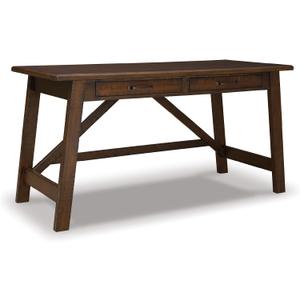 Signature Design by Ashley Baldridge Home Office Desk With Drawers, Rustic Industrial,Wood Construction, Smooth-Gliding Storage for Workspaces, Ideal for Home Offices, Brown, 60"w X 26"d X 31"h