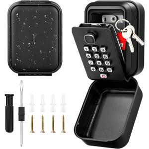 Key Lock Box with Code, Waterproof Sturdy Wall Mount Lock Box for Keys, Hide a Key Outside, 12-Digit Combination Lockbox Resettable Code Key Safe for Home, Office, Apartment, Warehouse