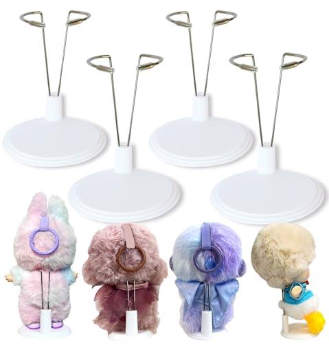 4-Pack Adjustable Doll Stand, Display & Support Accessories for Showcasing 4-8 Inch Action Figures, Plush Dolls, Stuff Toy and Collectibles, White Plastic Holder Stand for Home Office Shelf Decoration