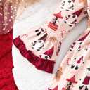 HINTINA Toddler Girl Christmas Dress Flared Sleeve Ruffle Xmas Dresses (4-5T, Khaki)