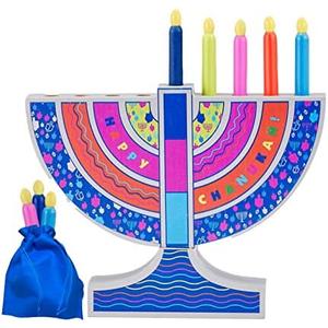 Rite Lite My Play Wooden Menorah with Removable Wooden Candles - Colorful Chanukah Menorah for Kids Hanukkah Gifts Decorations Centerpiece, Jewish Holiday Party Favors Rite Lite My Play Wooden Menorah with Removable Wooden Candles - Colorful Chanukah Menorah for Kids Hanukkah Gifts Decorations Centerpiece, Jewish Holiday Party Favors