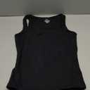 QINSEN Women's Square Neck Sleeveless Double-Layer Tank Tops Basic Tight T Shirts (S, Black)