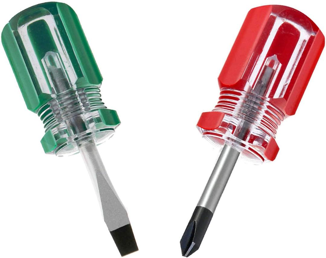 Buspoll Stubby Screwdriver  Compact Short Screwdriver for Tight Spaces, Durable Chrome-Plated Steel Construction, Easy to Use, Versatile Tool. (Medium)