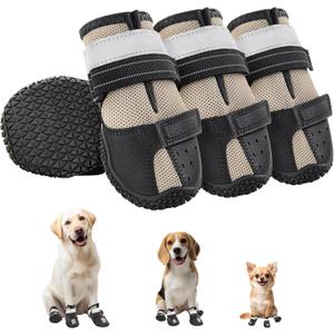 Dog Shoes for Large Dogs, Breathable Dog Boots & Paw Protectors for Hot Pavement, Anti-Slip Rubber Dog Booties Paw Protectors with Reflective for Outdoor Walking Indoor Hardfloors, Size 7 (Size 7(Width 2.8''-2.99''))