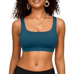 Women Sport Bra Swimsuit Top - Swim Bra Bikini Top Only Scoop Neck Bathing Top 2025 Swimwear (X-Large, Teal)