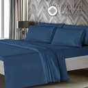 Mueller Ultratemp King Size Sheets Set, Super Soft 1800, 6 Piece, Deep Pocket up to 16" Cooling Sheets King Size, Transfers Heat, Breathes Better, Hypoallergenic, Wrinkle, Navy (King, Navy)