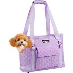 Pawaboo Dog Purse Carrier for Small Dogs with Pocket, Lightweight Dogs and Puppies Tote Bag Carrier, Dog Carriers Soft Sided for Puppy Cat Rabbit, Shopping Travel Puppy Carriers Under 11 LBS, Purple