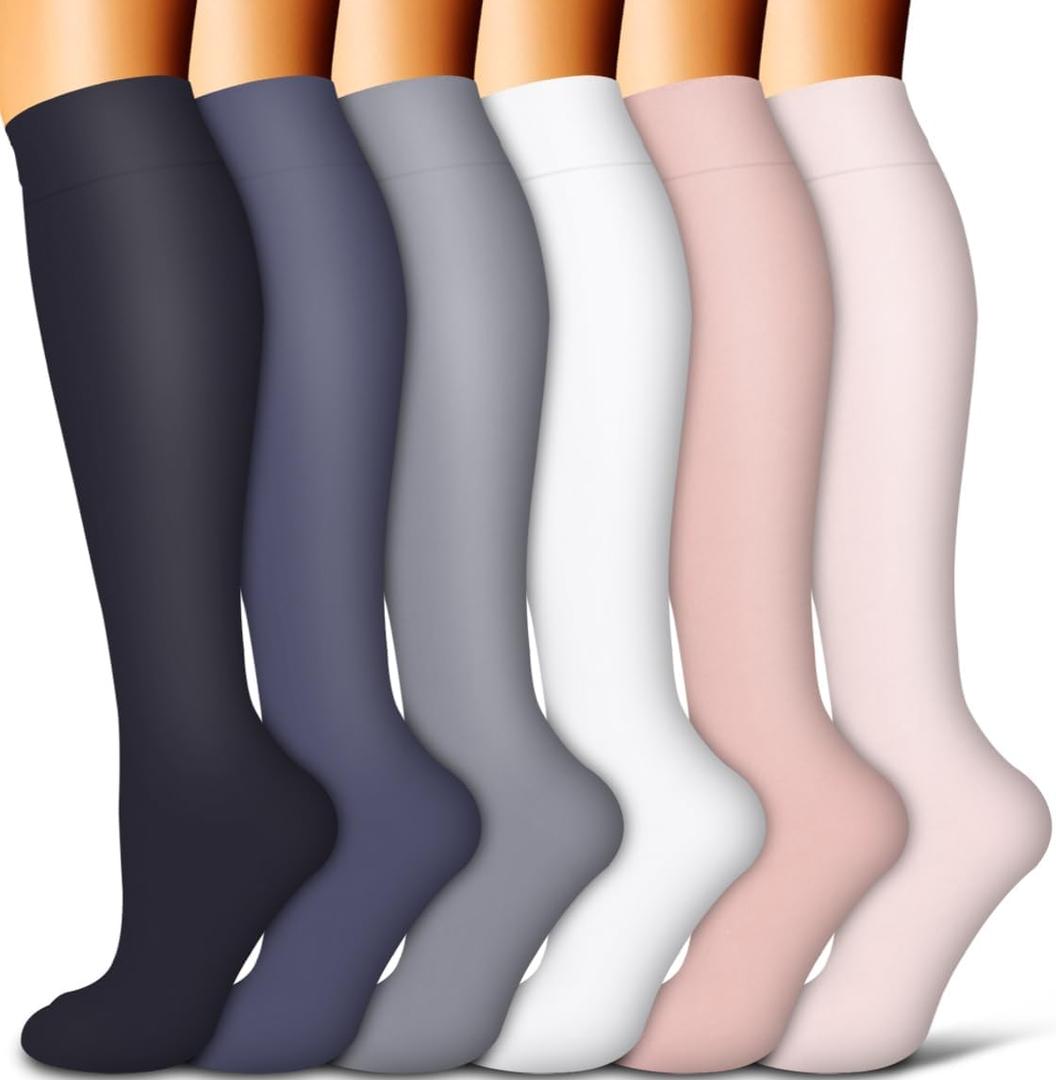 COOLOVER Copper Compression Socks for Women and Men(6 Pairs)-Best Support for Running, Athletic, Nursing, Travel
