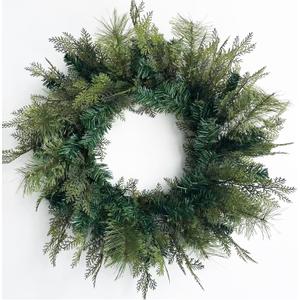 24 Inch Artificial Christmas Wreaths for Front Door Real Touch PE Pine Wreath for Winter Fireplace Holiday Party Farmhouse Decorations