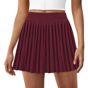 FireSwan Tennis Skirts for Women High Waisted Pleated Skirt with Pockets Shorts Athletic Skort Golf Outfits Wine