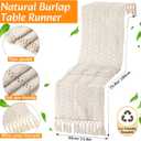 4 Sets Boho Decoration Placemats Round Woven Placemats, Cloth Napkins, Wood Bead Napkin Rings, Long Table Runner and Farmhouse Burlap Cotton for Table Kitchen (White,12x72)