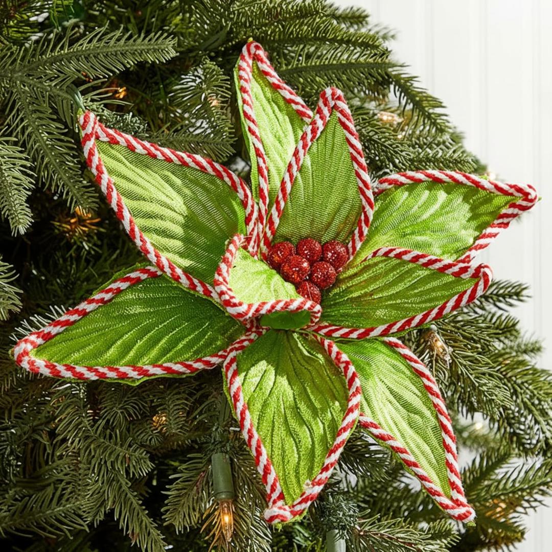 6 Pcs Large Christmas Poinsettia 9.8 Inches Jumbo Artificial Flowers Christmas Tree Ornaments Glitter Poinsettias Decorations Picks for Xmas New Year Wreath Garland Wedding Party Decor