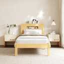 COMASACH Solid Bamboo Twin XL 14 Inch Platform Bed Frame with Headboard | Heavy-duty metal slat support, no box spring required, easy assembly, quiet noise-free structure, crafted from natural bamboo