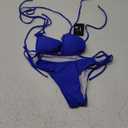 Women's Triangle Bikini Sets Two Piece Double Straps Halter Swimsuit Tie Side String Cheeky Bathing Suits S