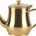 17oz 500ml Stainless Steel Teapot with Removable Infuser, Stovetop Dishwasher Safe Gooseneck Small Tea Pots for Loose Leaf & Tea Bags (Gold)