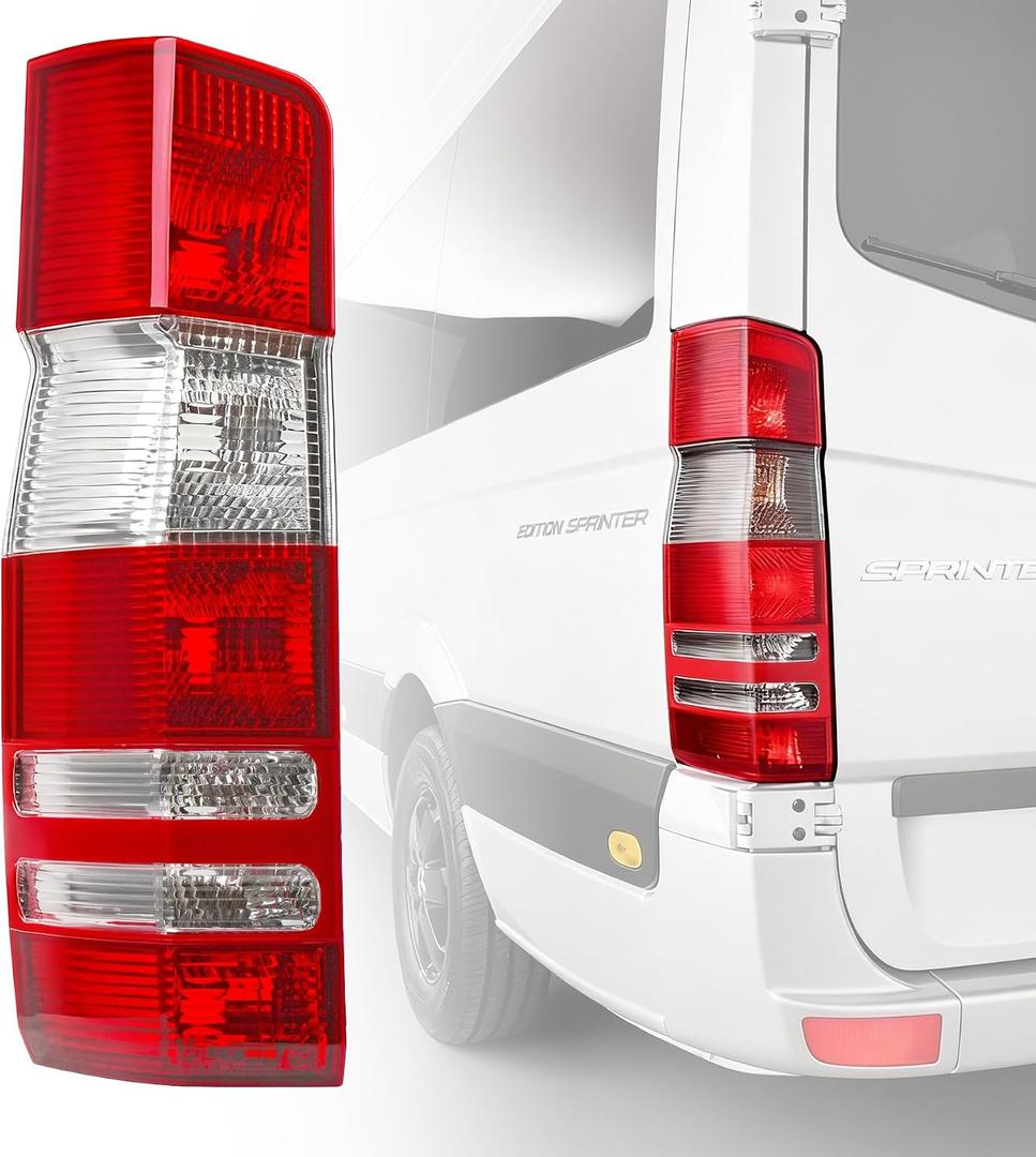 Replacement Driver Side Tail Light Without Circuit for 2007-2018 Mercedes Sprinter Van and 2007-2009 Freightliner Sprinter Van, Taillights, Left Rear Brake Lamp w/o Bulbs