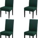 Dimatic 4 Pack Dining Chair Covers, Stretch Spandex Removable Washable Protector Chair Slipcovers for Dining Room Kitchen Hotel (Hunter Green)