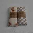 LifeTree Muslin Swaddle Blankets, Baby Swaddling Wrap Nursery Blanket Unisex, Soft 70% Viscose from Bamboo and 30% Cotton, Large 47 x 47 inches, Bear & Checkered Swaddle Blanket