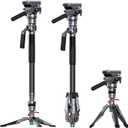 SmallRig 175cm / 68.9" Carbon Fiber Video Monopod for Camera, Compact Camera Monopod with One-Button Lift & Lock, Max. 5kg Playload Fluid Head Fits for DJI RS and for MFT 501L