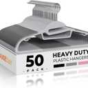 HOUSE DAY Grey Plastic Hangers 50 Pack, Slim Space Saving, Non Slip Hangers with Rubber Pads, Sturdy Heavy Duty Coat Hanger for Closet, S-Shaped Clothes Hanger for Shirt, Suit, Pant, Skirt (Light Grey + Dark Grey)